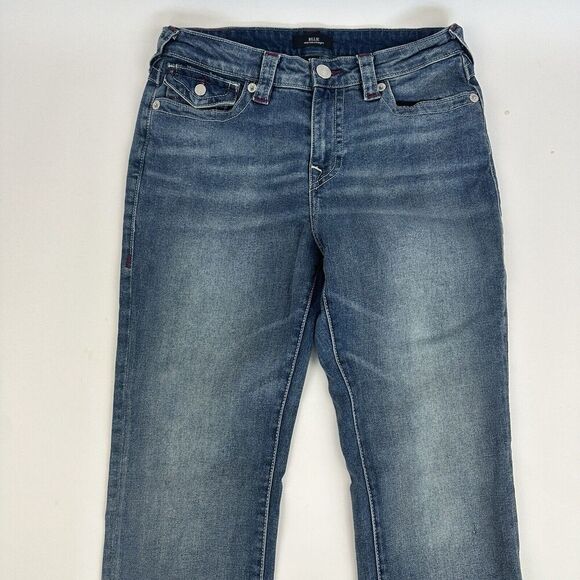 True Religion Billie Mid Rise Straight Denim Blue Jean Sz 29 Medium Wash Stretch - Picture 3 of 14